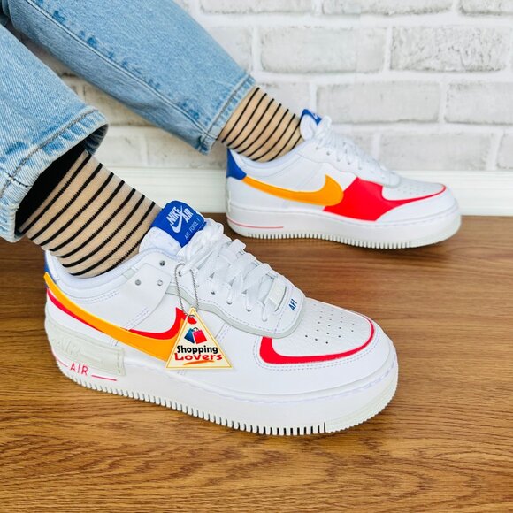 ⭐Nike Air Force 1 Shadow 6.5 Womens Retro Shoes Sneakers White Orange DZ1847-100 - Picture 2 of 14